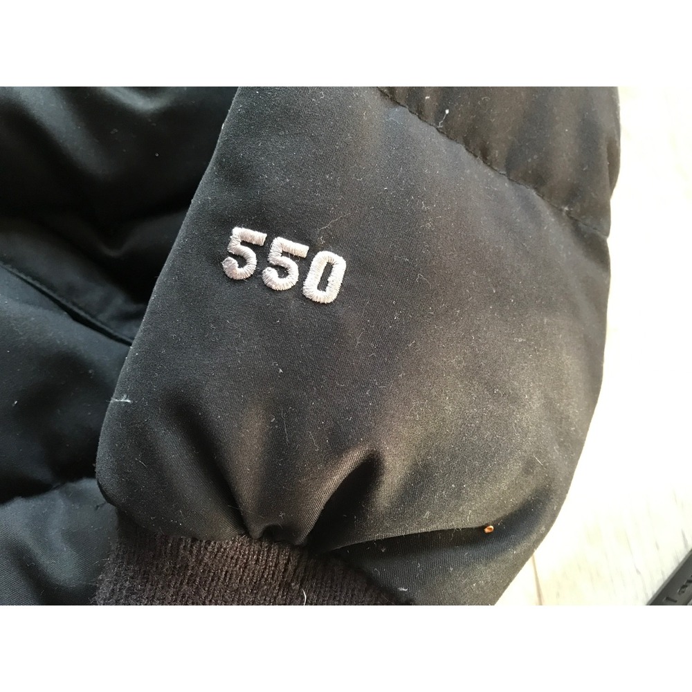 The North Face 550 Down Puffer Jacket Black Hooded Bomber Flawed - Picture 11 of 11